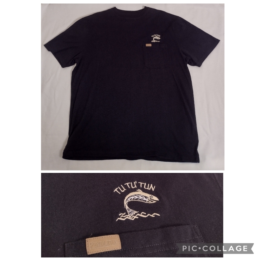 Pendleton Tu Tu' Tun Lodge Fish Embroidered Deschutes Crewneck T-Shirt Black XL